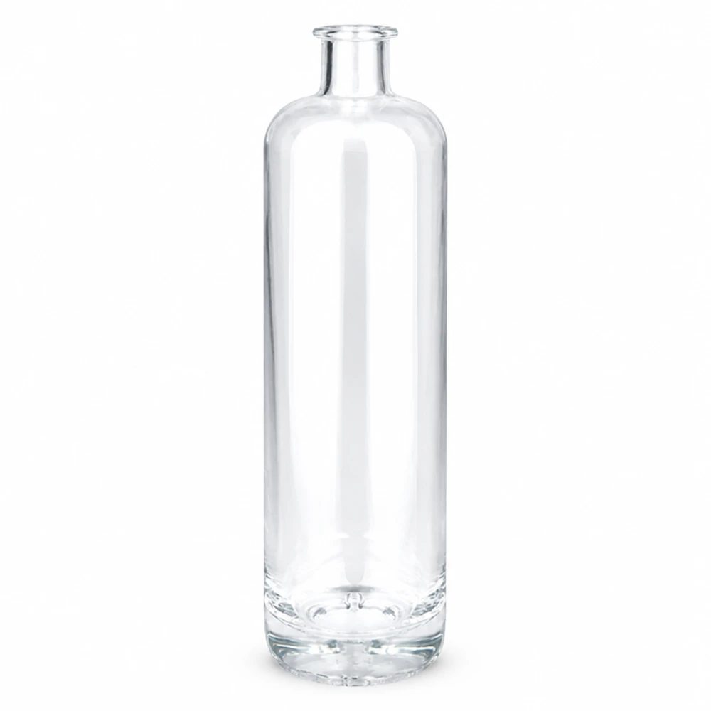 Botella de vidrio de 700 ml «Ella» sin tapón UNiTWIST® Botella de cristal de 700 ml Ella transparente sin tapón UNiTWIST de pie vacía sobre fondo blanco