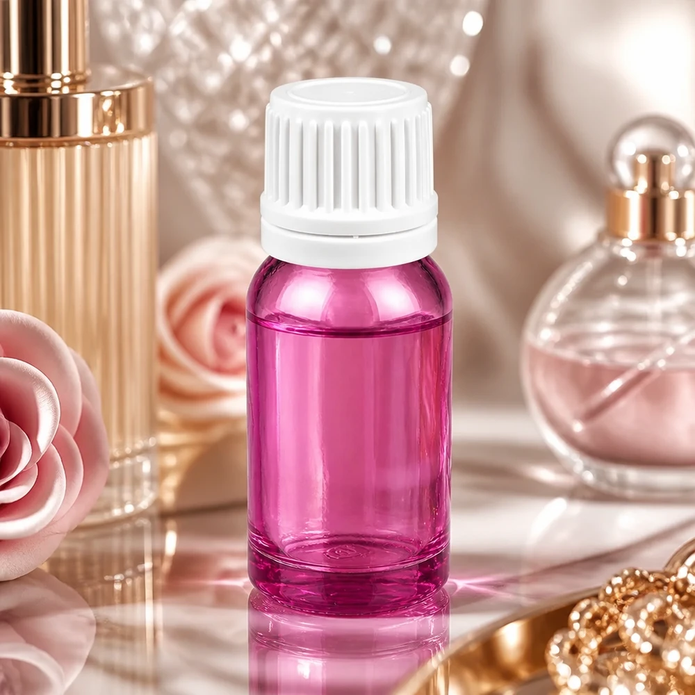 Botella de 10ml tapón de rosca 11mm blanco Originalidad tapón de rosca PurpleLine UT18/10 Frasco de vidrio violeta de 10 ml con tapón blanco antideslizante para guardar las esencias con seguridad