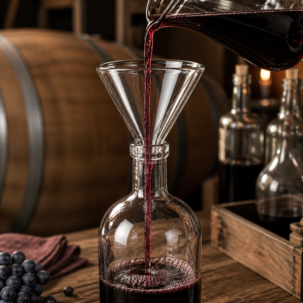 Embudo de vidrio de laboratorio con asa corta y abertura de 30 mm de robusto vidrio sodocálcico para una decantación precisa