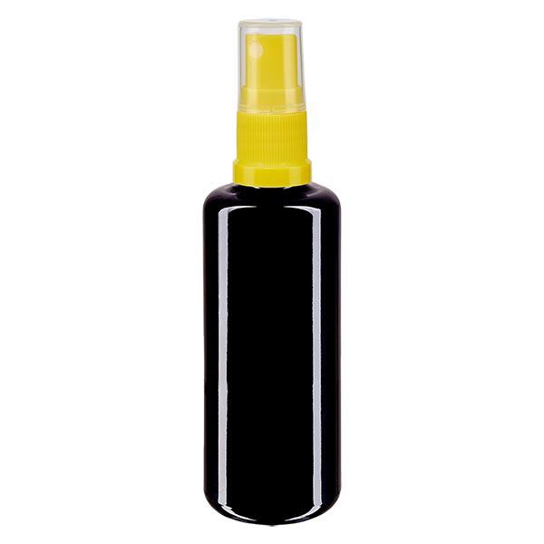 Botella de farmacia violeta 100ml con tapón pulverizador amarillo Botella de farmacia violeta 100ml con tapón pulverizador amarillo