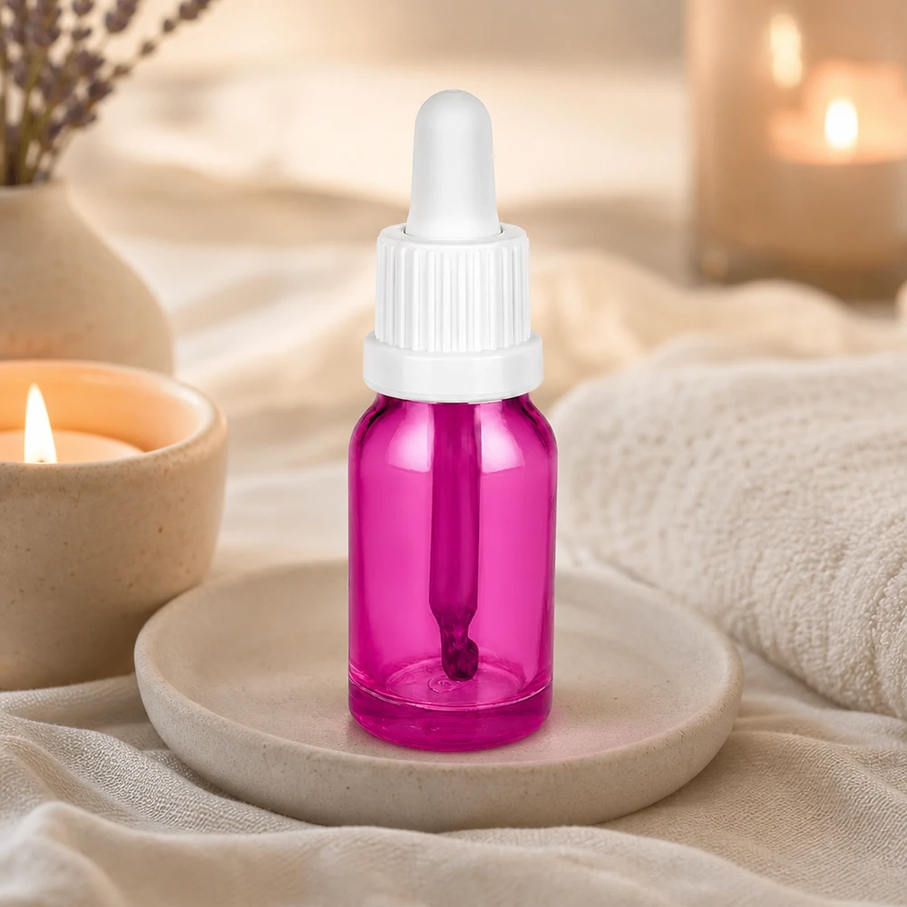 Frasco pipeta pequeño de 10 ml en elegante color morado con práctico tapón cuentagotas OV PurpleLine UT18/10