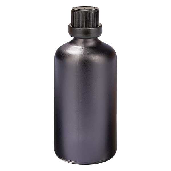 Botella 100ml 11mm tapón rosca cierre inviolable NegroL. UT18/100 Botella 100ml 11mm tapón rosca cierre inviolable NegroL. UT18/100