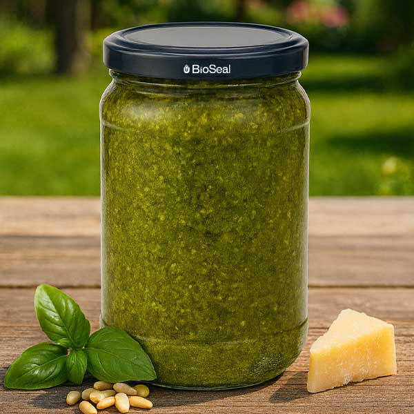 Tarro redondo de 305 ml + tapa BioSeal negra UNiTWIST