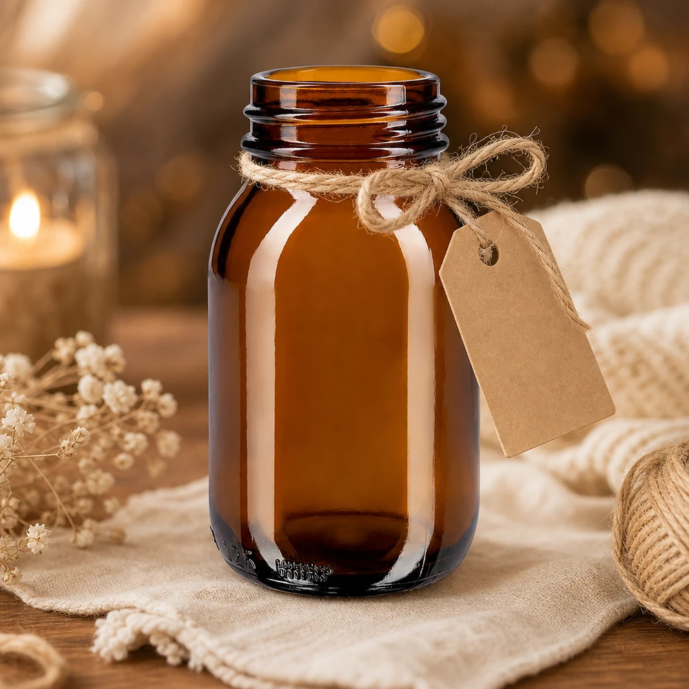 Botella de cuello ancho de 125 ml de vidrio ámbar Botella de vidrio marrón de 125 ml con abertura ancha para facilitar el llenado y el vaciado