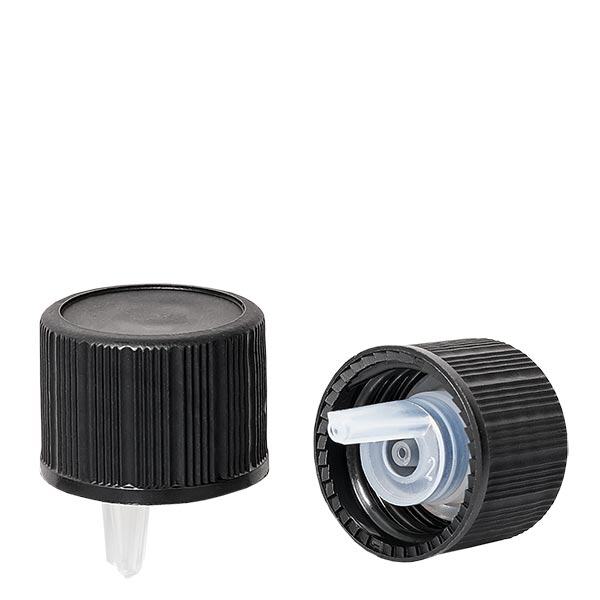 Tapón cuentagotas 1mm negro 18mm estándar Tapón cuentagotas 1mm negro 18mm estándar