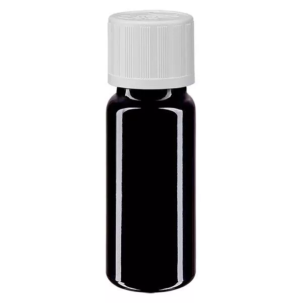 Botella de farmacia violeta 10ml tapón cuentagotas blanco estándar a prueba de niños