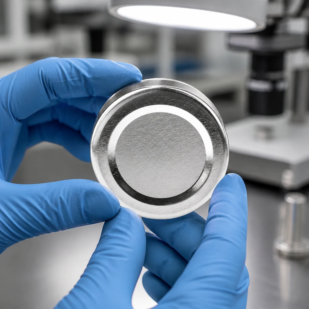 Inspección de laboratorio: tapa BasicSeal de 58 mm, color plateado, TO58deep, guantes para el control de calidad UNiTWIST