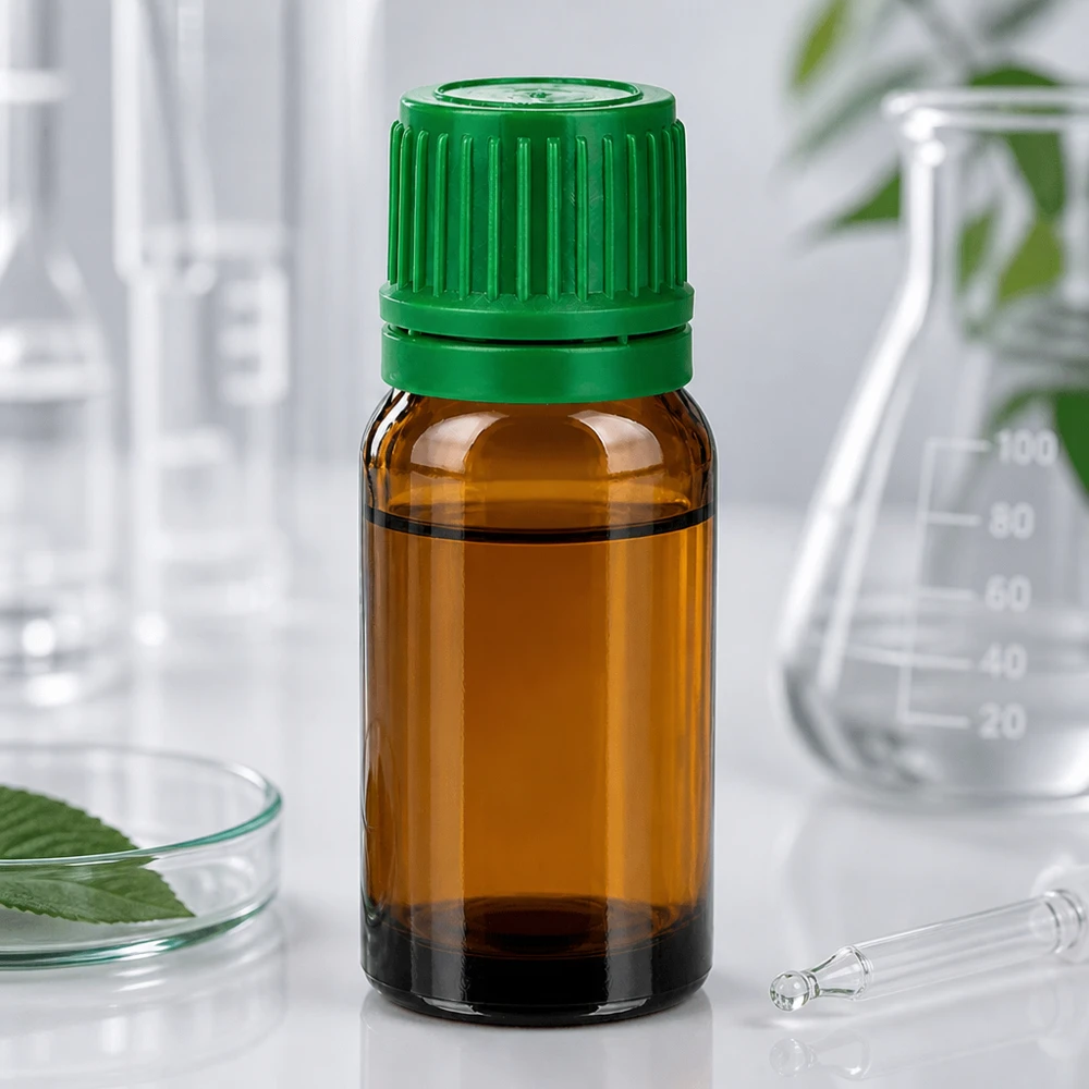 Frasco de 10 ml con tapón OV verde de vidrio ámbar de alta calidad para un almacenamiento seguro