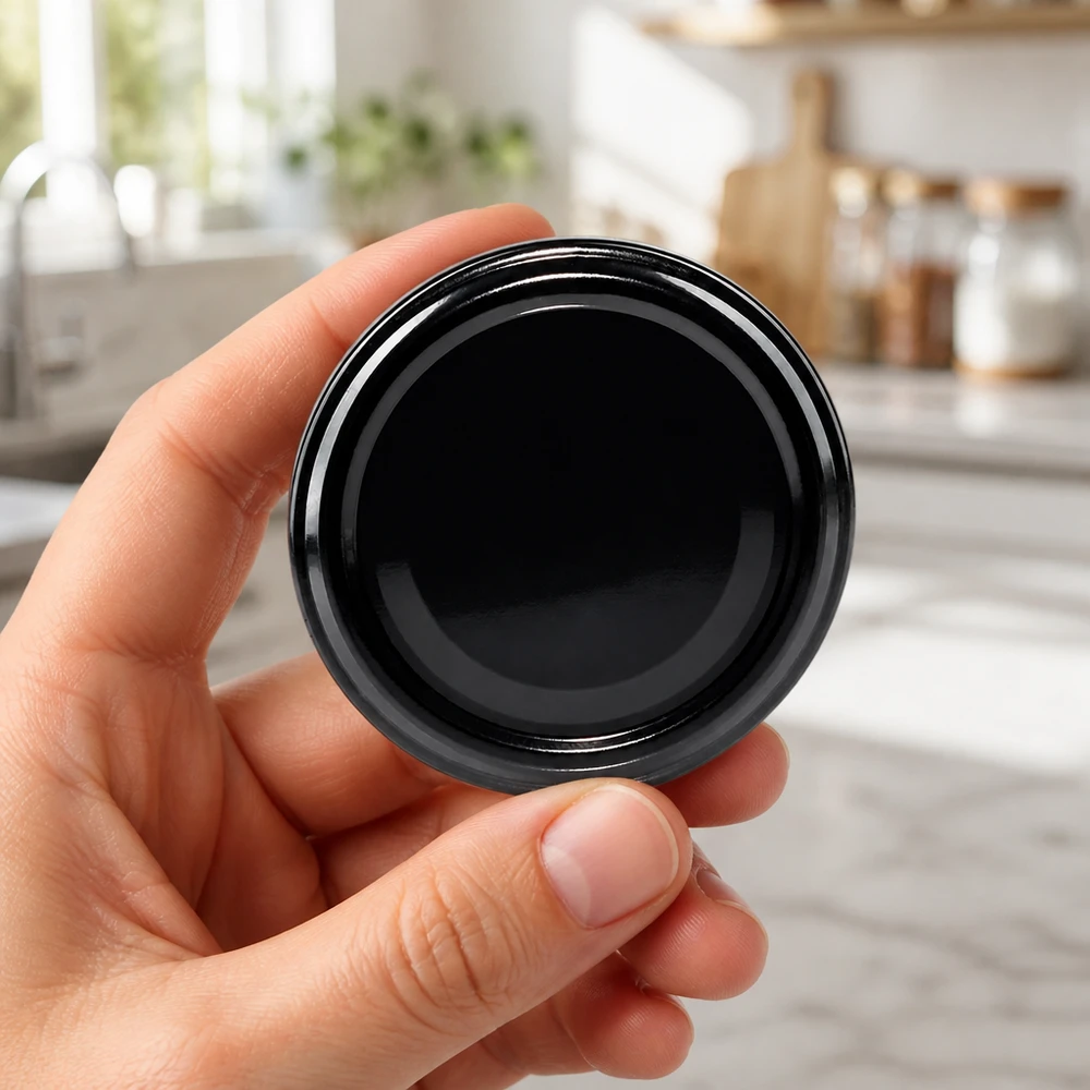 UNiTWIST TO48, tapa metálica negra de 48 mm, BioSeal sin BPA, para uso manual en la cocina