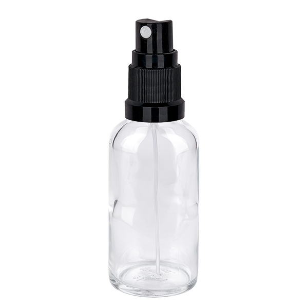 Frasco pulverizador de 50 ml negro con tapón estándar ClearLine UT18/50 Frasco pulverizador de 50 ml negro con tapón estándar ClearLine UT18/50
