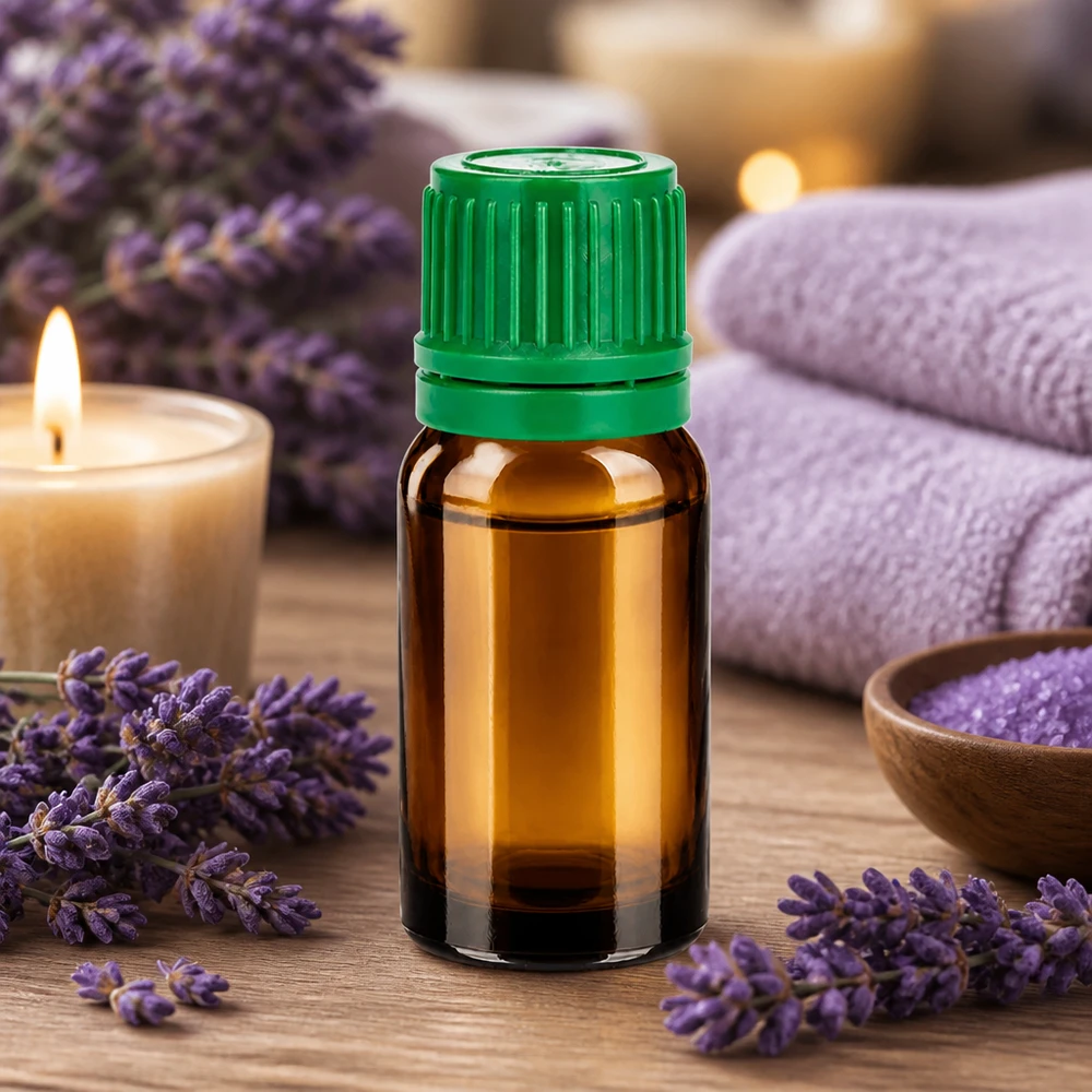 Frasco compacto de 10 ml de vidrio ámbar con protección UV y práctico tapón de rosca verde