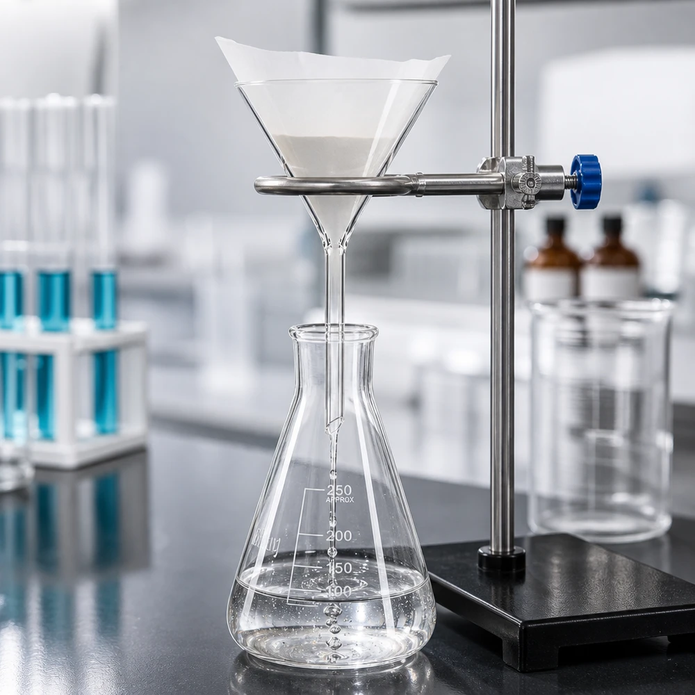 Embudo de precisión de 80 mm fabricado en vidrio de cal y sosa resistente, para experimentos químicos y análisis