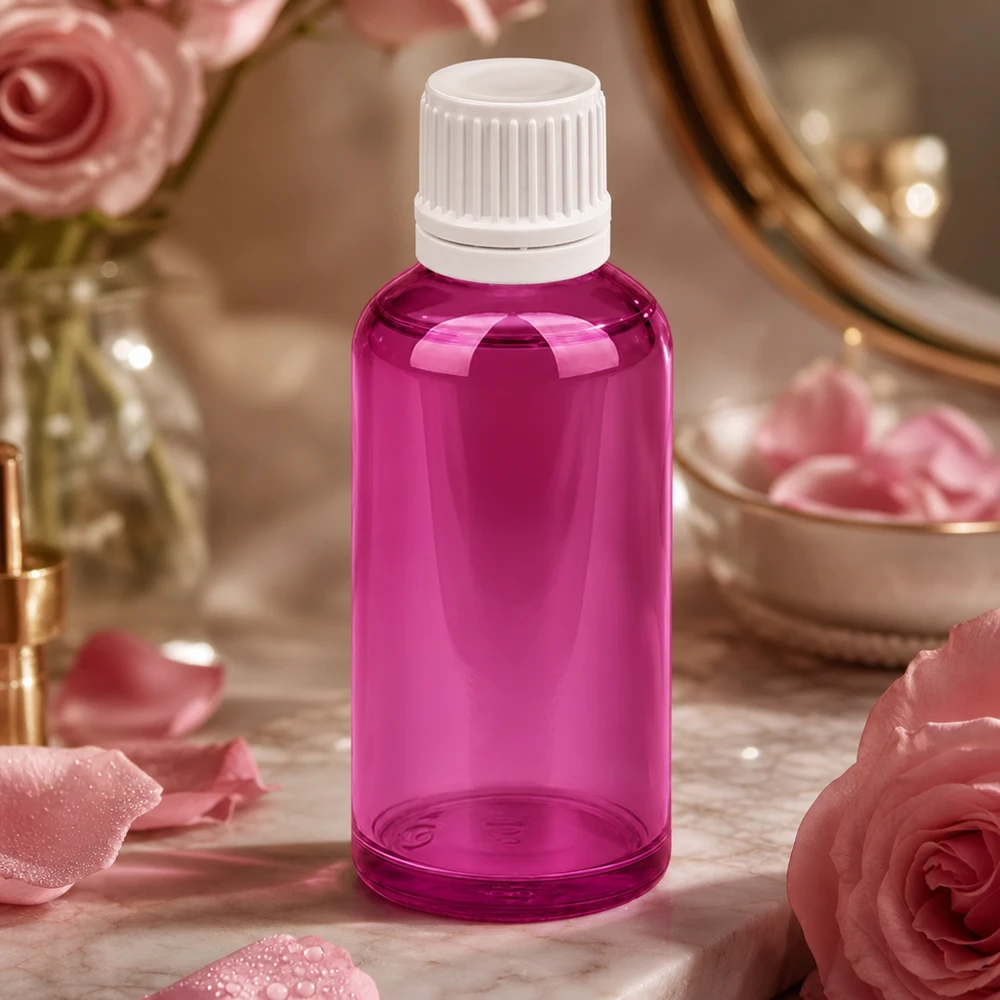Frasco cuentagotas de 50 ml 0,7 mm blanco Originalidad tapón de rosca PurpleLine UT18/50 Frasco cuentagotas PurpleLine de 50 ml con tapón OV blanco para aplicaciones cosméticas