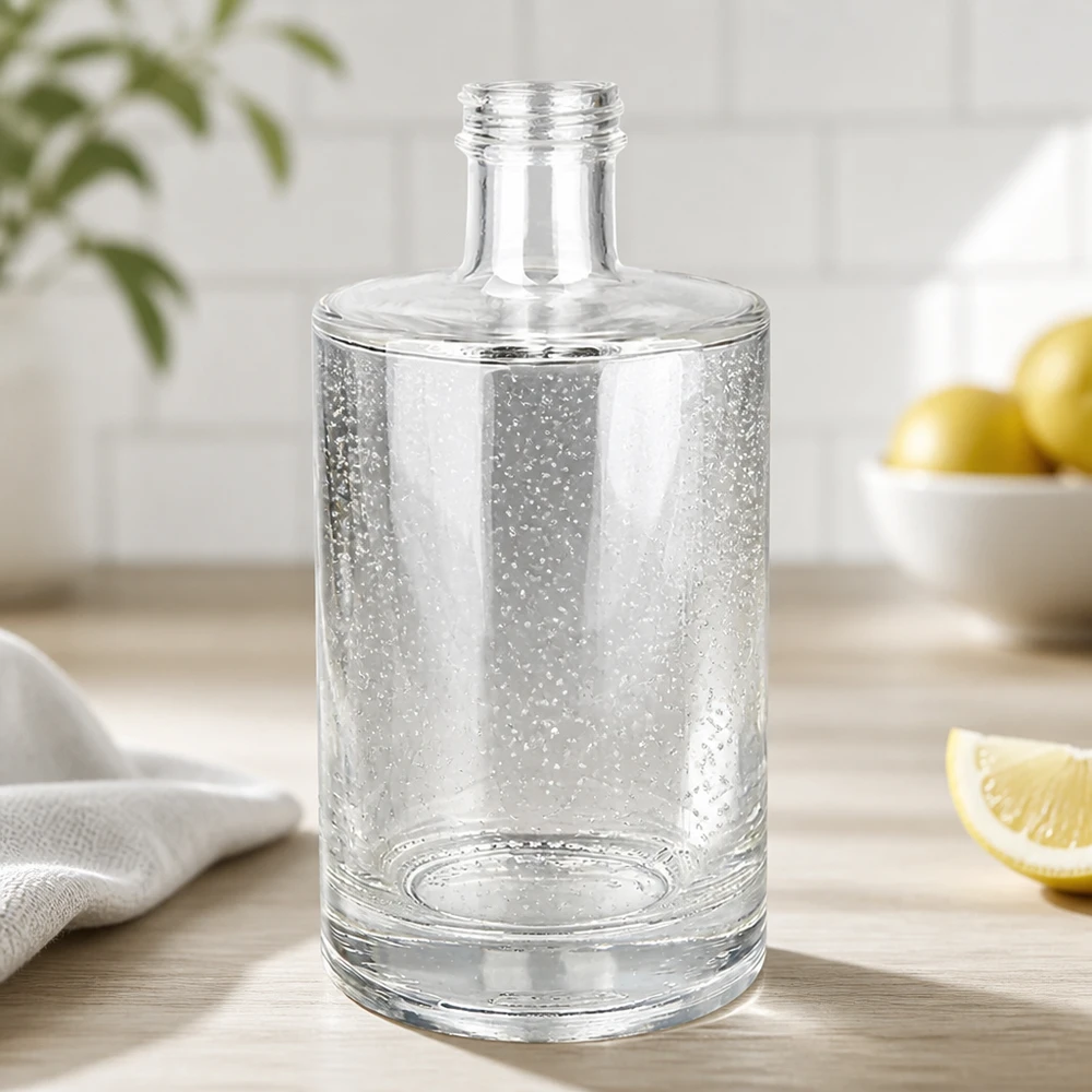 Botella de cristal de 500 ml Sam UNiTWIST cuello roscado Vista detallada ambiente de cocina con limones y fondo blanco
