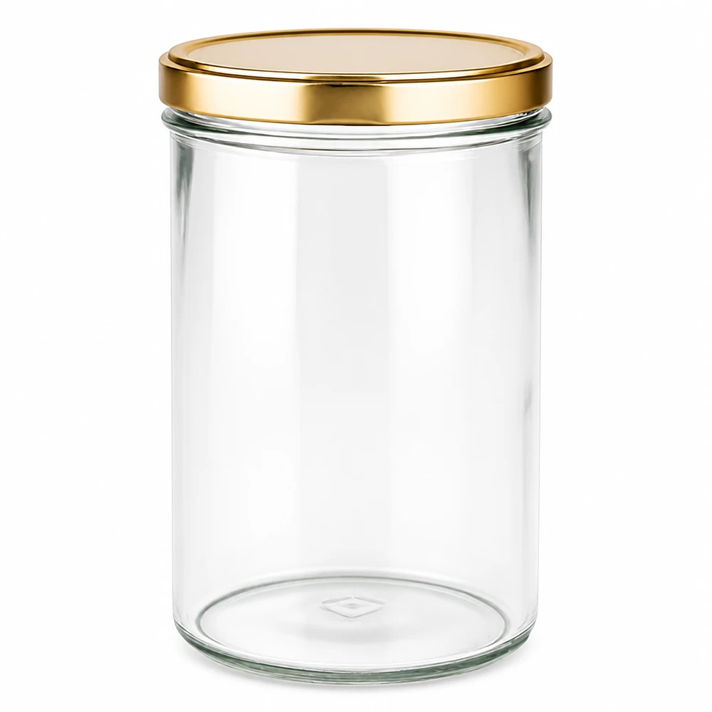 Tarro de albañil de 277 ml con tapa dorada BasicSeal Tarro de albañil transparente UNiTWIST