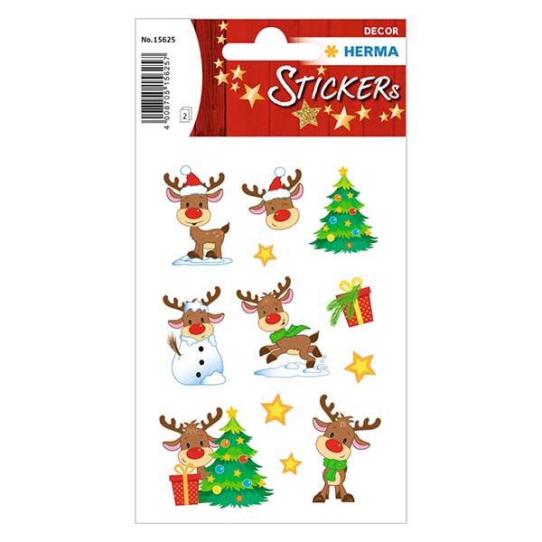 Pegatinas "Rudolph" (24 pegatinas con purpurina) Pegatinas "Rudolph" (24 pegatinas con purpurina)