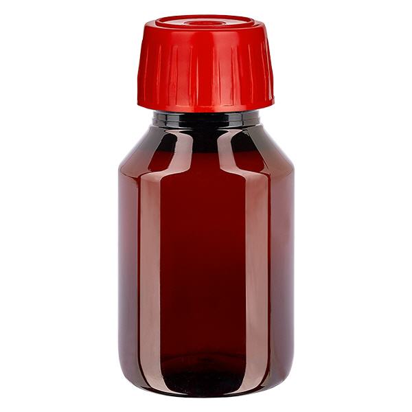 Botella PET 50ml con tapón desgasificador rojo Botella PET 50ml con tapón desgasificador rojo