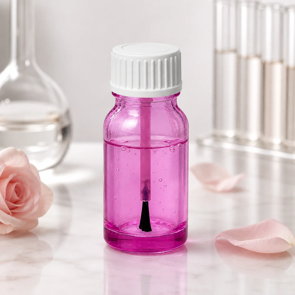 Frasco pincel 10 ml blanco STD PurpleLine UT18/10 con contenido morado para el cuidado y la belleza de las uñas