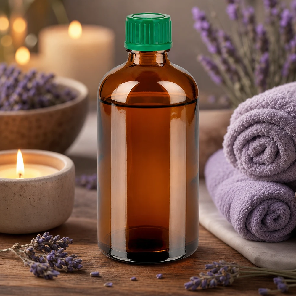 Frasco de vidrio ámbar de 100 ml con protección UV y rosca normalizada de 11 mm para aplicaciones de laboratorio