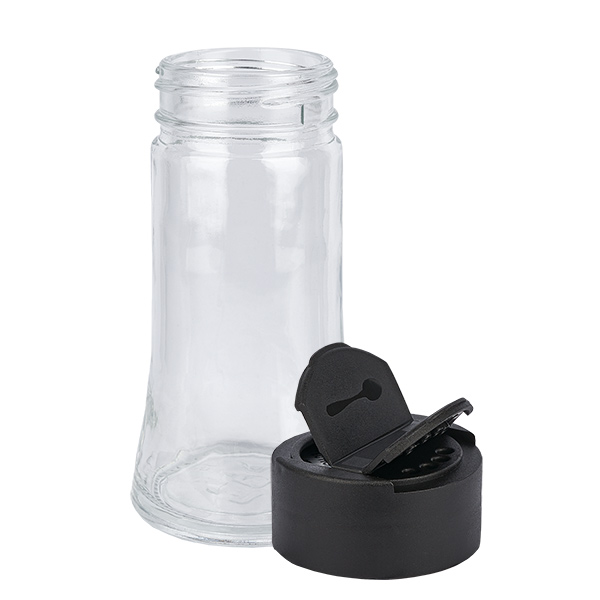 Frasco para sal y especias de 95 ml con dosificador doble negro Frasco para sal y especias de 95 ml con dosificador doble negro