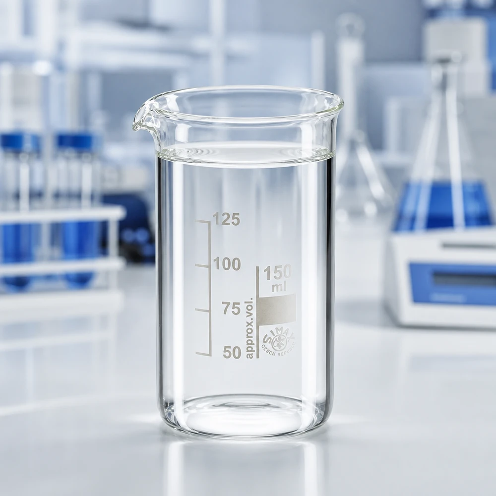 Vaso de vidrio de borosilicato de 150 ml, forma alta Vaso de precipitados transparente de 150 ml, de forma alta, con escala de volumen de 50 a 125 ml, fabricado en vidrio borosilicato de alta calidad