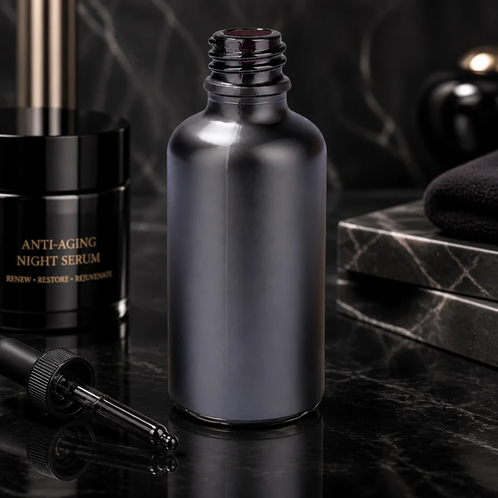 Frasco de farmacia de 50 ml BlackLine UT18/50 UNiTWIST de vidrio de alta calidad para cosméticos y sueros
