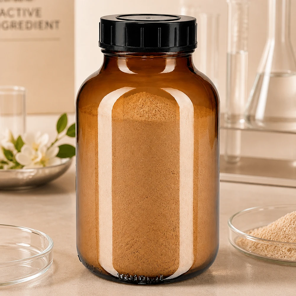 Frasco grande de farmacia de 1000 ml de vidrio ámbar con práctico tapón de boca ancha para polvos