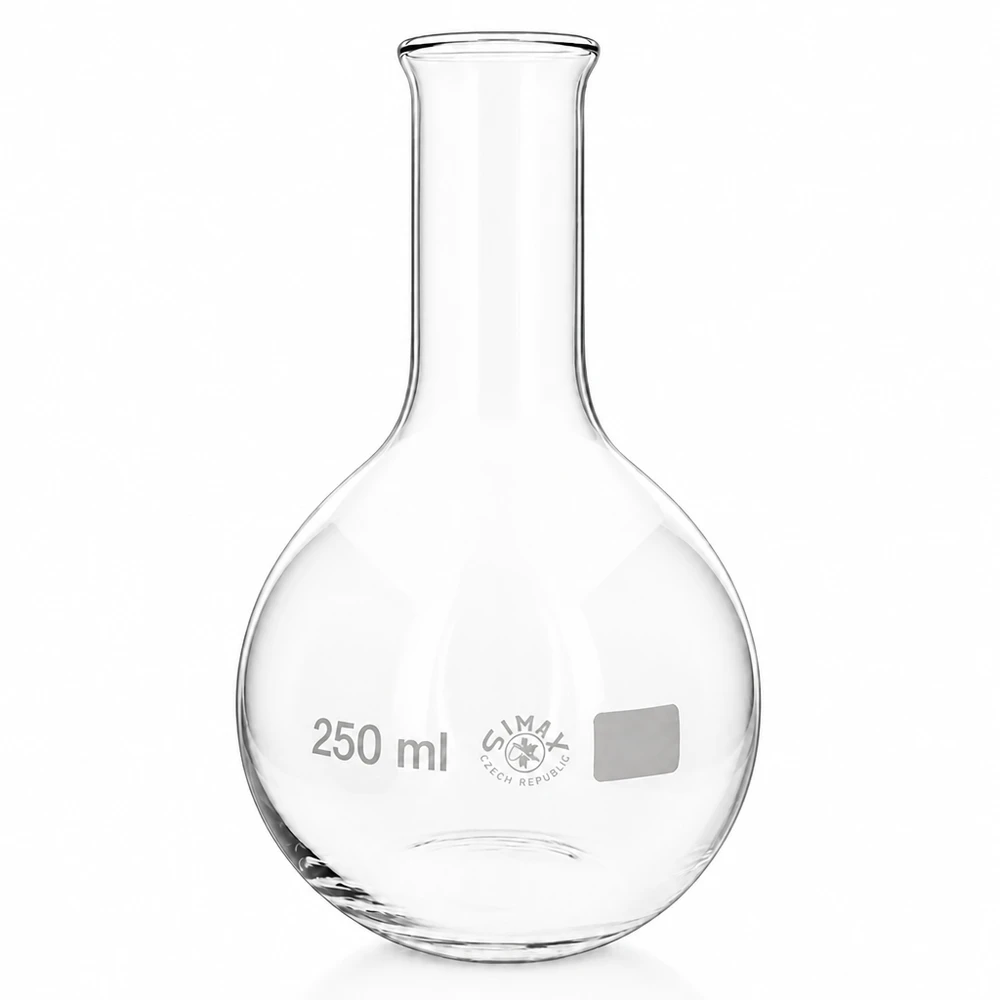Frasco de pie de 250 ml con cuello estrecho de vidrio de borosilicato transparente para mediciones precisas