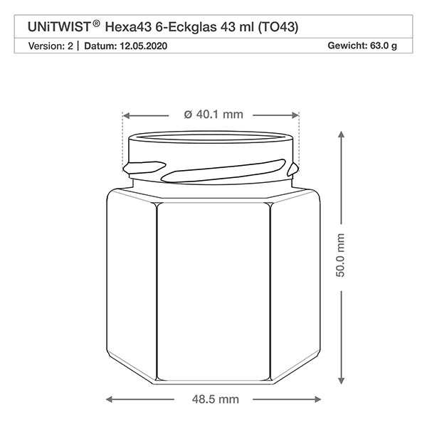 Tarro hexa de 47ml sin tapa (TO43) UNiTWIST Tarro hexa de 47ml sin tapa (TO43) UNiTWIST
