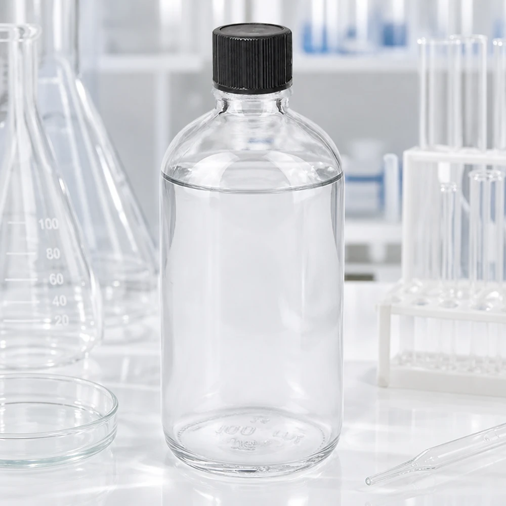 Equipo de laboratorio con frasco cuentagotas ClearLine STD UT18 de 100 ml, tapón negro y abertura de 1 mm