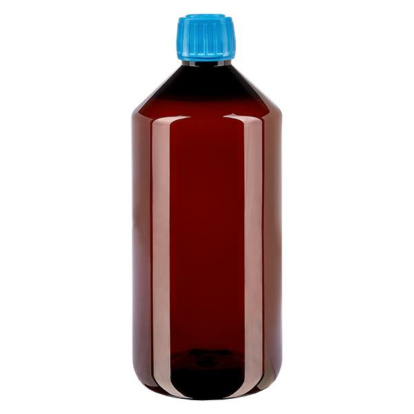 Botella PET 1000ml con tapón azul inviolable Botella PET 1000ml con tapón azul inviolable