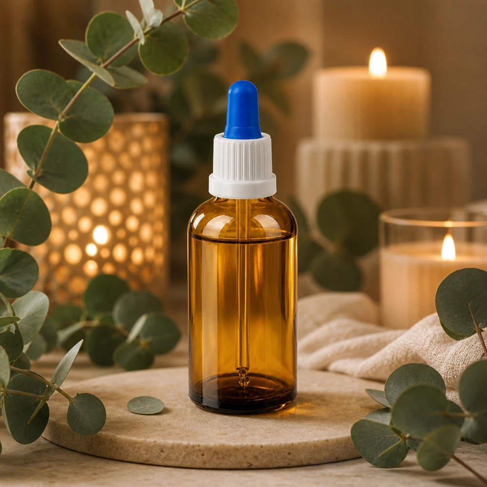 Frasco pipeta BrownLine de 50 ml con válvula superior para la aplicación precisa de aceites cosméticos