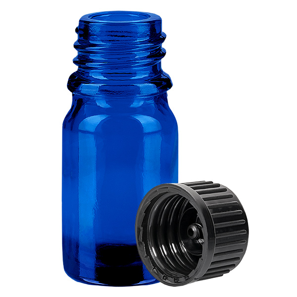 Frasco de 5ml con tapón de rosca 11mm negro estándar BlueLine UT18/5
