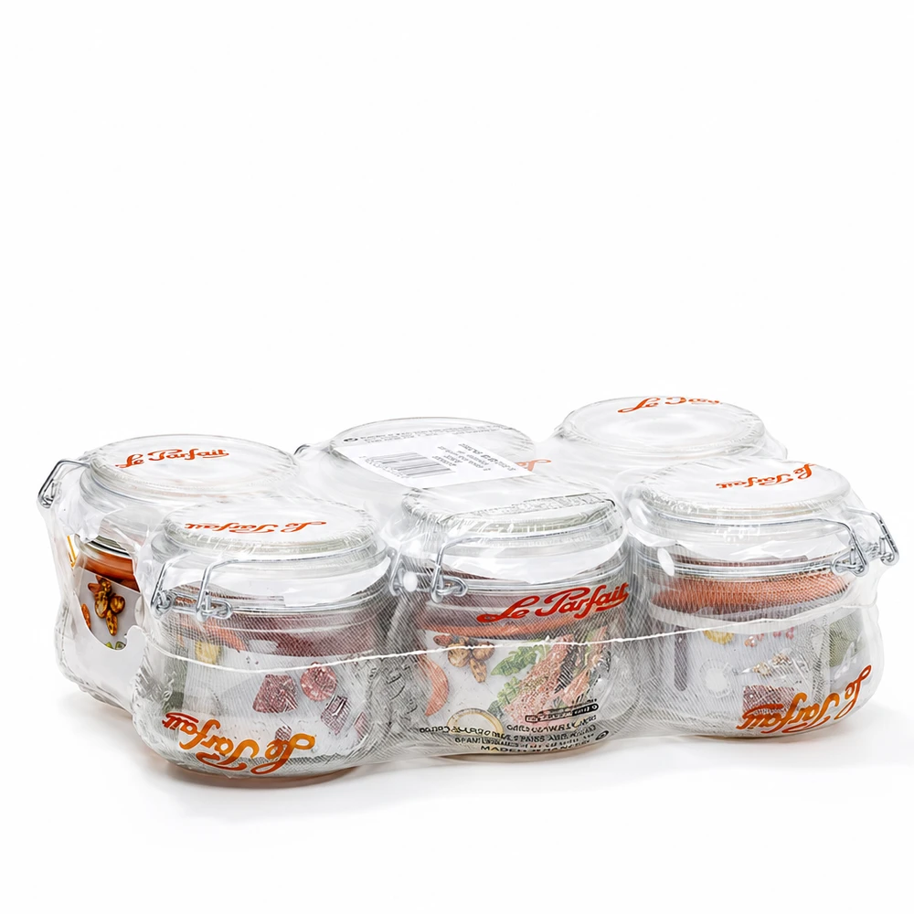 Juego de 6 tarros transparentes Le Parfait de 250 ml con tapa abatible Modelo Super