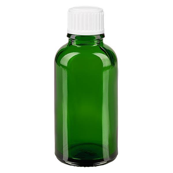 Botella de farmacia verde 30ml tapón rosca blanco estándar Botella de farmacia verde 30ml tapón rosca blanco estándar