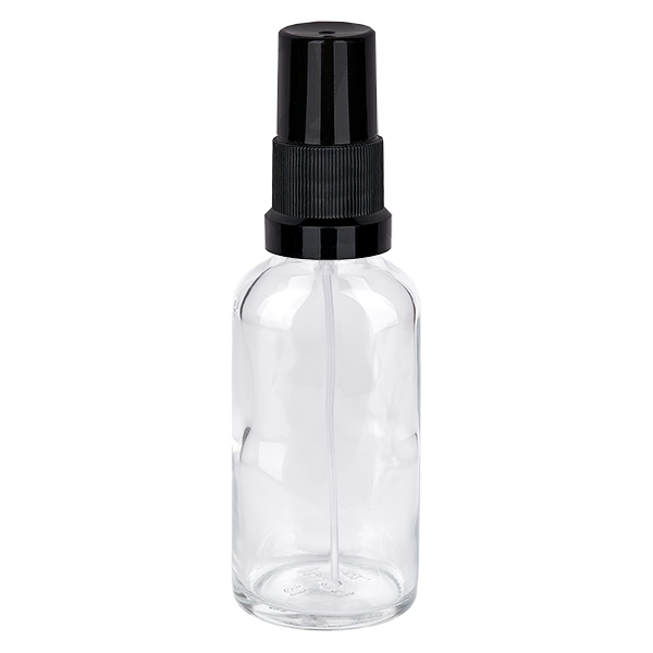 Frasco pulverizador de 50 ml negro con tapón estándar ClearLine UT18/50 Frasco pulverizador de 50 ml negro con tapón estándar ClearLine UT18/50