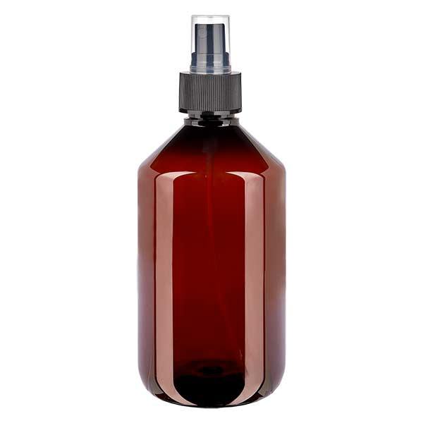 Botella PET 500ml con atomizador negro Botella PET 500ml con atomizador negro