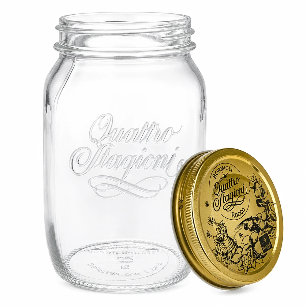 Tarro redondo "Quattro Stagioni" de 1000ml con tapa Tarro de conserva Quattro Stagioni 1000ml con tapa extraíble vista detallada Tarro de conserva italiano