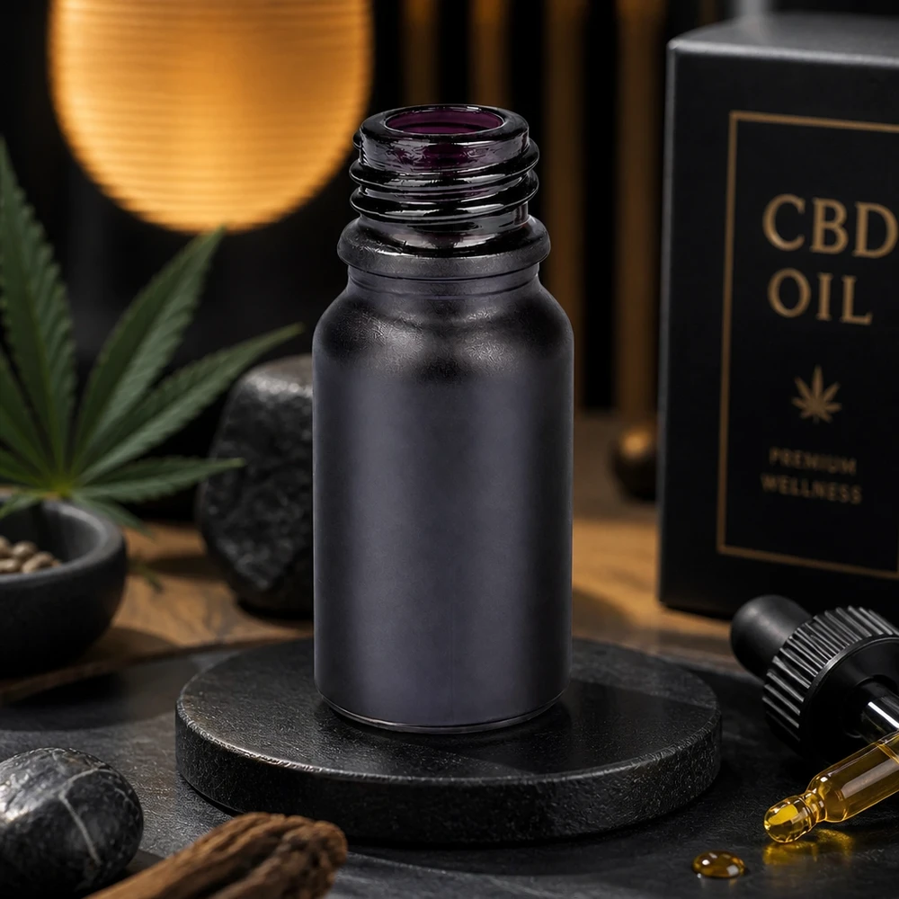 Frasco boticario compacto de 10 ml BlackLine UT18/10 UNiTWIST ideal para aceite de CBD y productos cosméticos