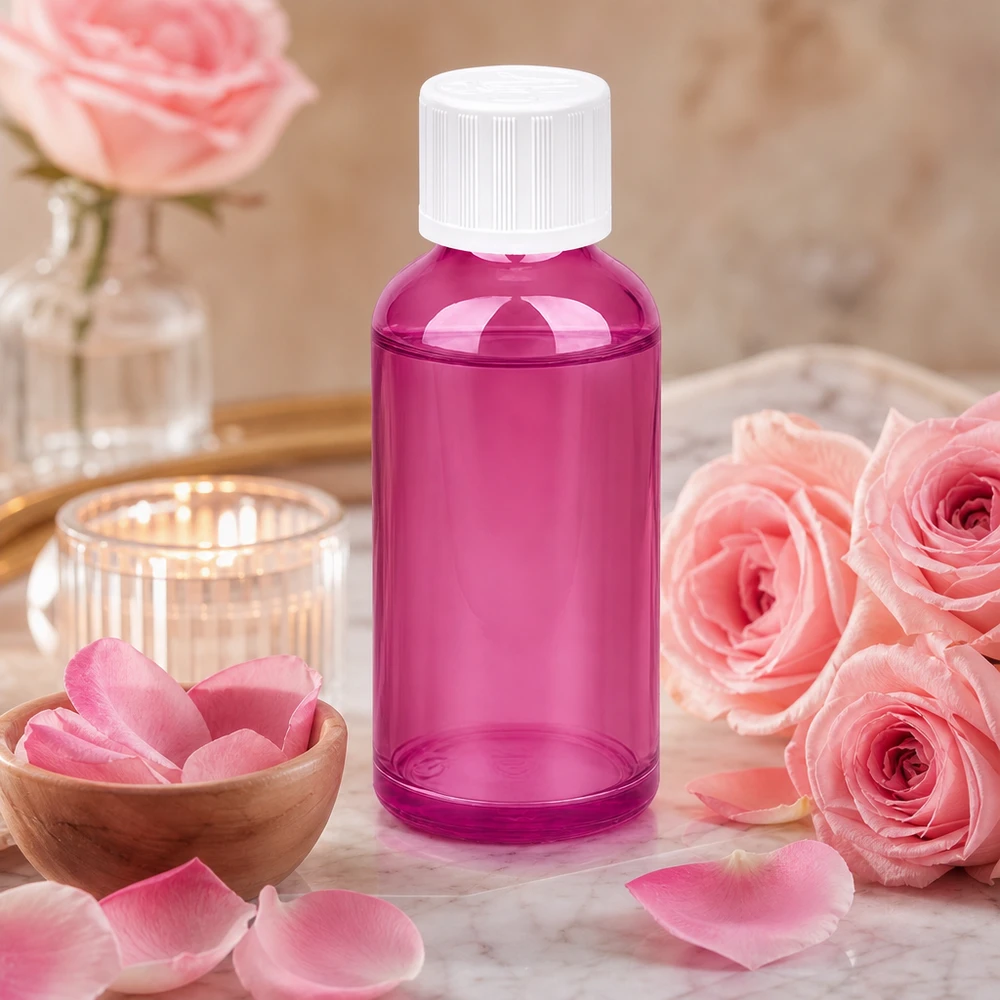 Frasco compacto de 50 ml con diseño Purple Line y tapón estándar para aromaterapia