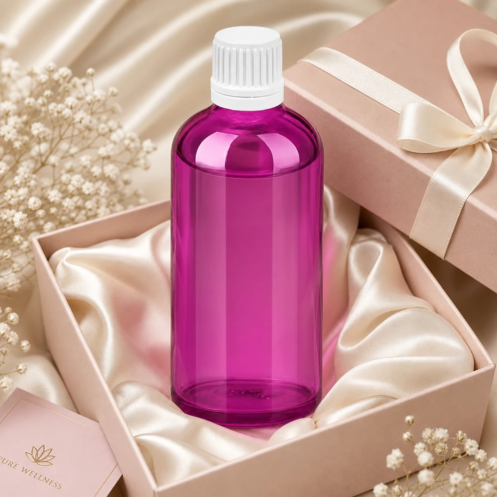 Práctico frasco cuentagotas PurpleLine de 100 ml con diseño púrpura transparente para controlar fácilmente el nivel de llenado