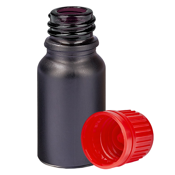 Frasco 10ml 11mm tapón rosca rojo inviolable BlackLine UT18/10 Frasco 10ml 11mm tapón rosca rojo inviolable BlackLine UT18/10