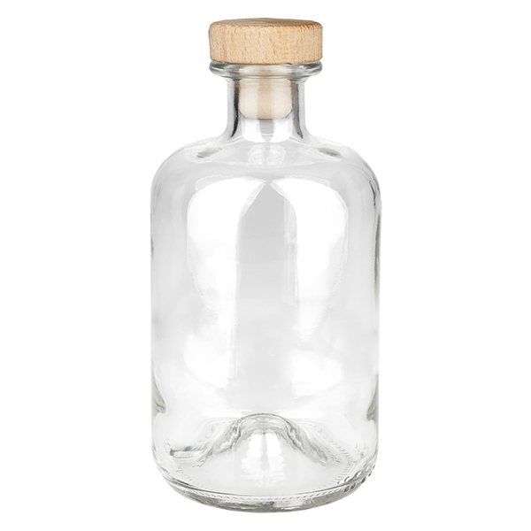 Botella de farmacia de 500 ml «Luna» con tapón de corcho con asa de madera UNiTWIST® Botella de farmacia de 500 ml «Luna» con tapón de corcho con asa de madera UNiTWIST®