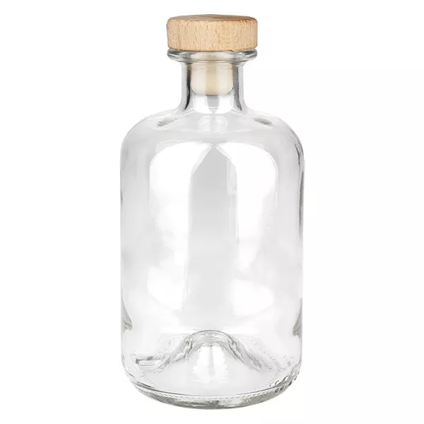 Botella de farmacia de 500 ml «Luna» con tapón de corcho con asa de madera UNiTWIST® Botella de farmacia de 500 ml «Luna» con tapón de corcho con asa de madera UNiTWIST®