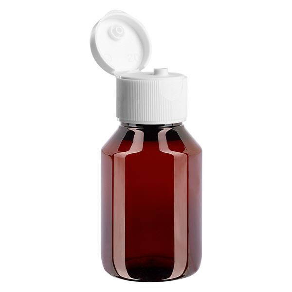 Botella PET 50ml con tapón flip-top blanco Botella PET 50ml con tapón flip-top blanco