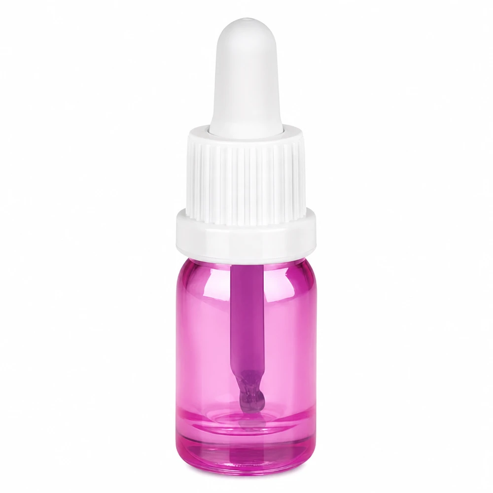 Frasco pipeta 5ml blanco originalidad tapón de rosca PurpleLine UT18/5 Frasco pipeta de 5 ml blanco con cristal violeta y pipeta cuentagotas para una dosificación precisa