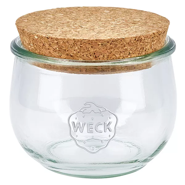 580ml tarro tulipán WECK RR100 con corcho natural tarro tulipán WECK RR100 de 580ml con tapa de corcho natural tarro de conserva tarro de almacenaje transparente