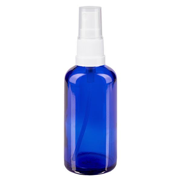 Botella de farmacia azul 50ml pulverizador blanco Botella de farmacia azul 50ml pulverizador blanco