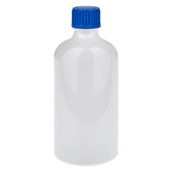 Botella de 100 ml con tapón de rosca azul estándar WhiteLine UT18/100 Botella de 100 ml con tapón de rosca azul estándar WhiteLine UT18/100