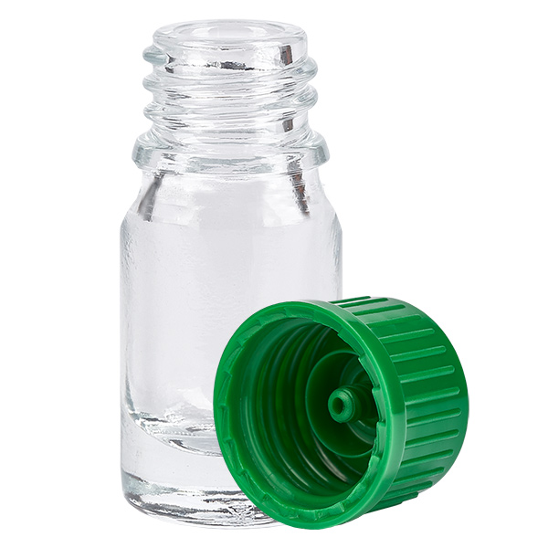 Frasco 5ml 11mm tapón rosca verde estándar ClearLine UT18/5 Frasco 5ml 11mm tapón rosca verde estándar ClearLine UT18/5